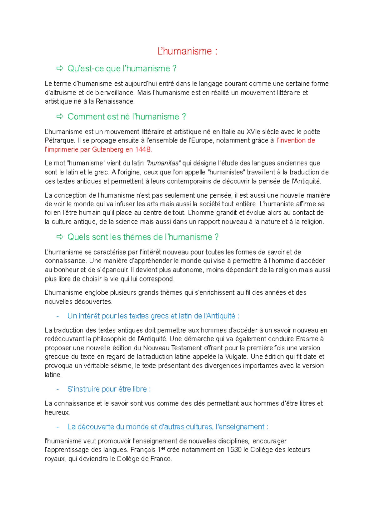 Humanisme à La Renaissance Concepts Et Grands Penseurs Hist 101