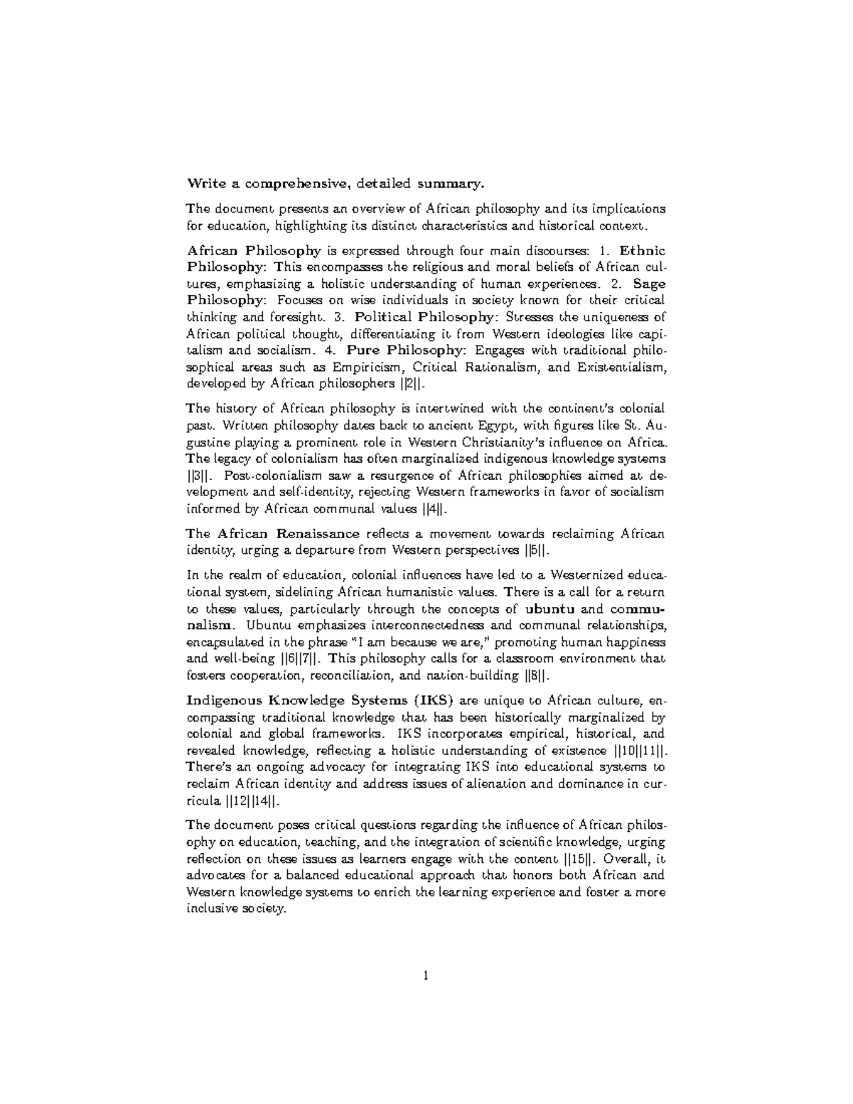 African Philosophy Of Education V Key Insights Essay Prep Studocu