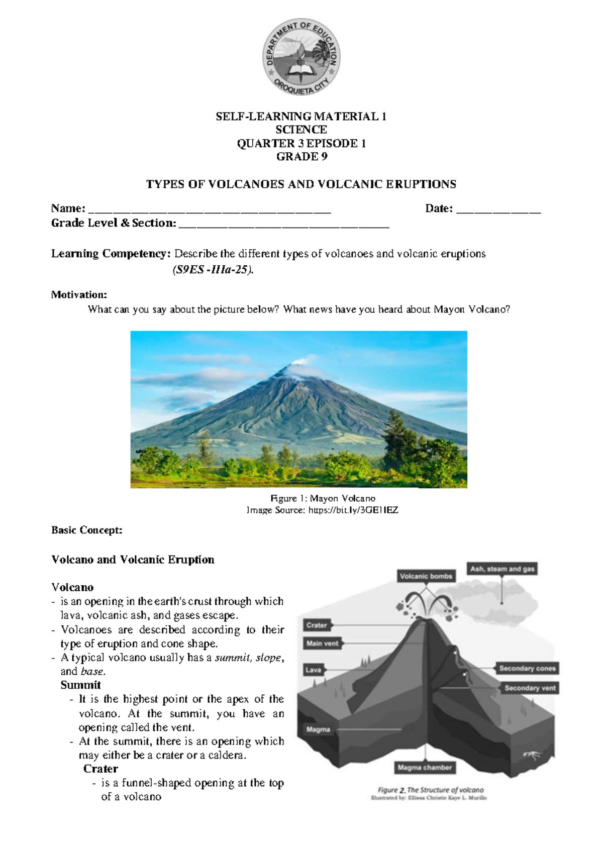 Science 9 Q3 Episode 1: Types of Volcanoes & Eruptions - Studocu