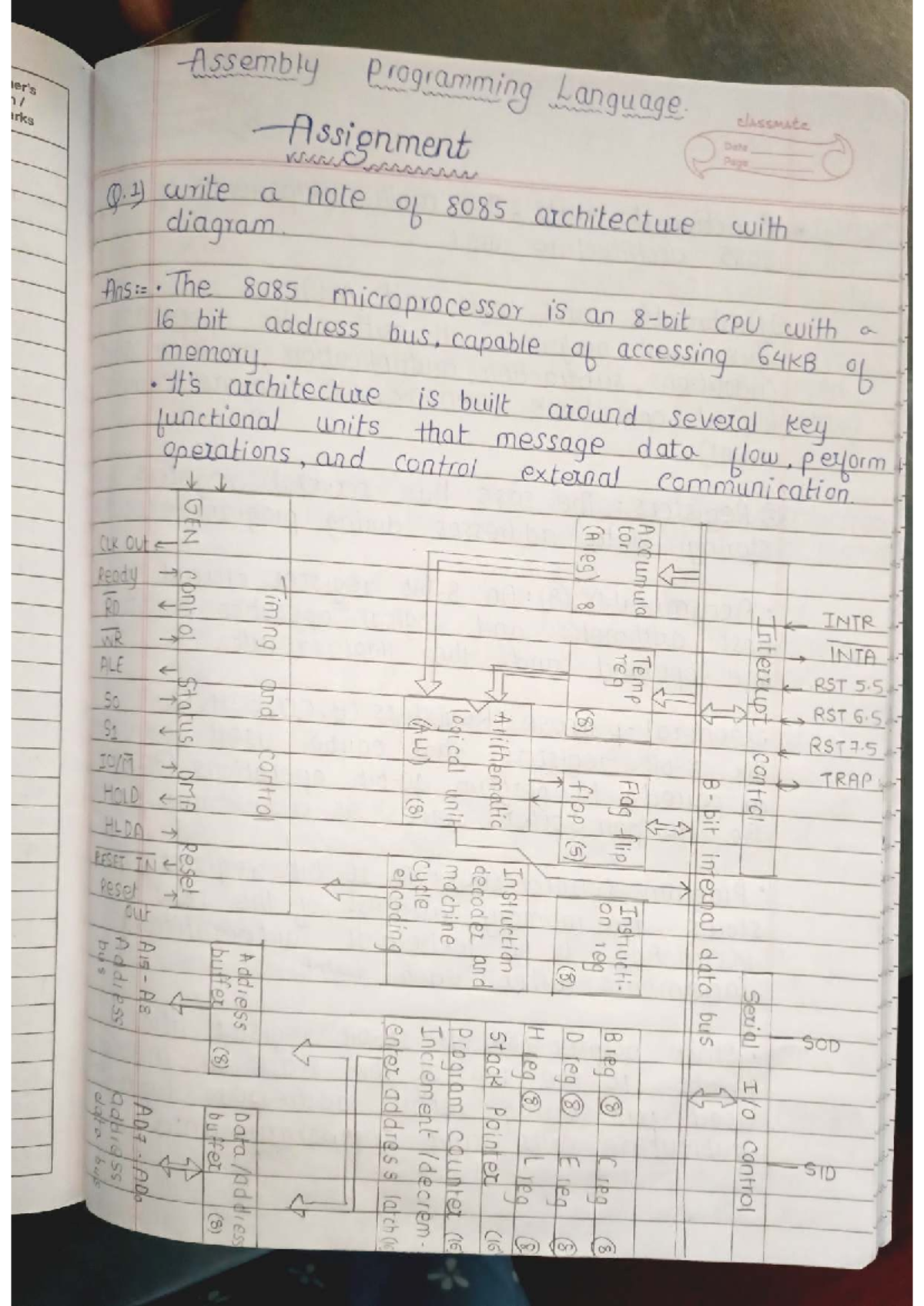 Assembly Language 8085 Architecture Notes and Instructions - Studocu