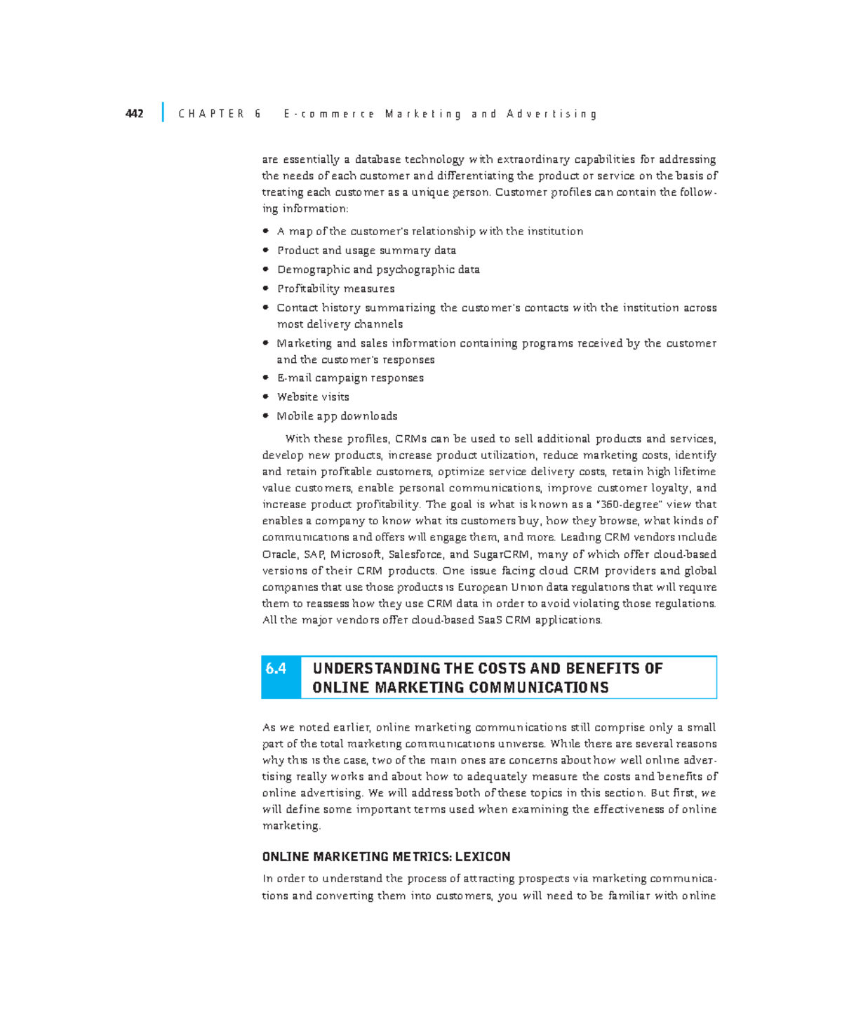 E-Commerce marketing metric - 442 C H A P T E R 6 E - c o m m e r c e M ...