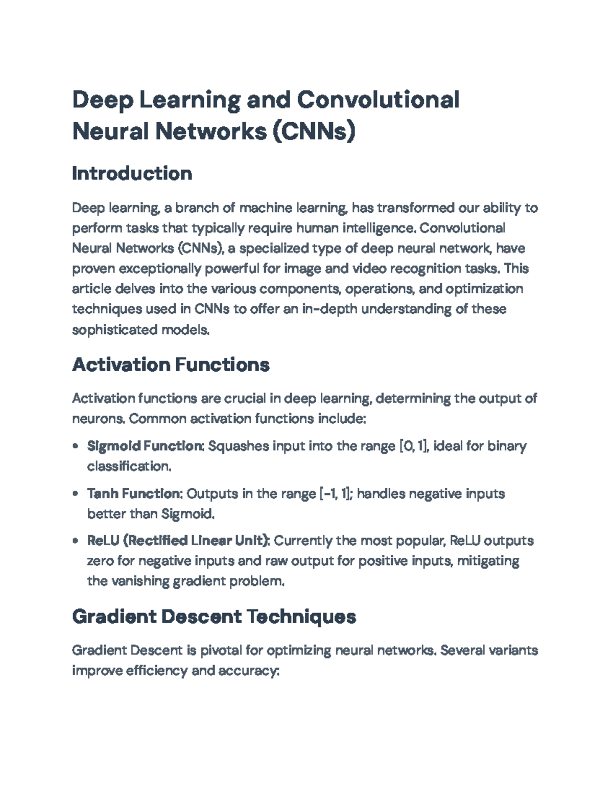 Deep Learning and Convolutional Neural Networks (CNNs) Overview - Deep ...