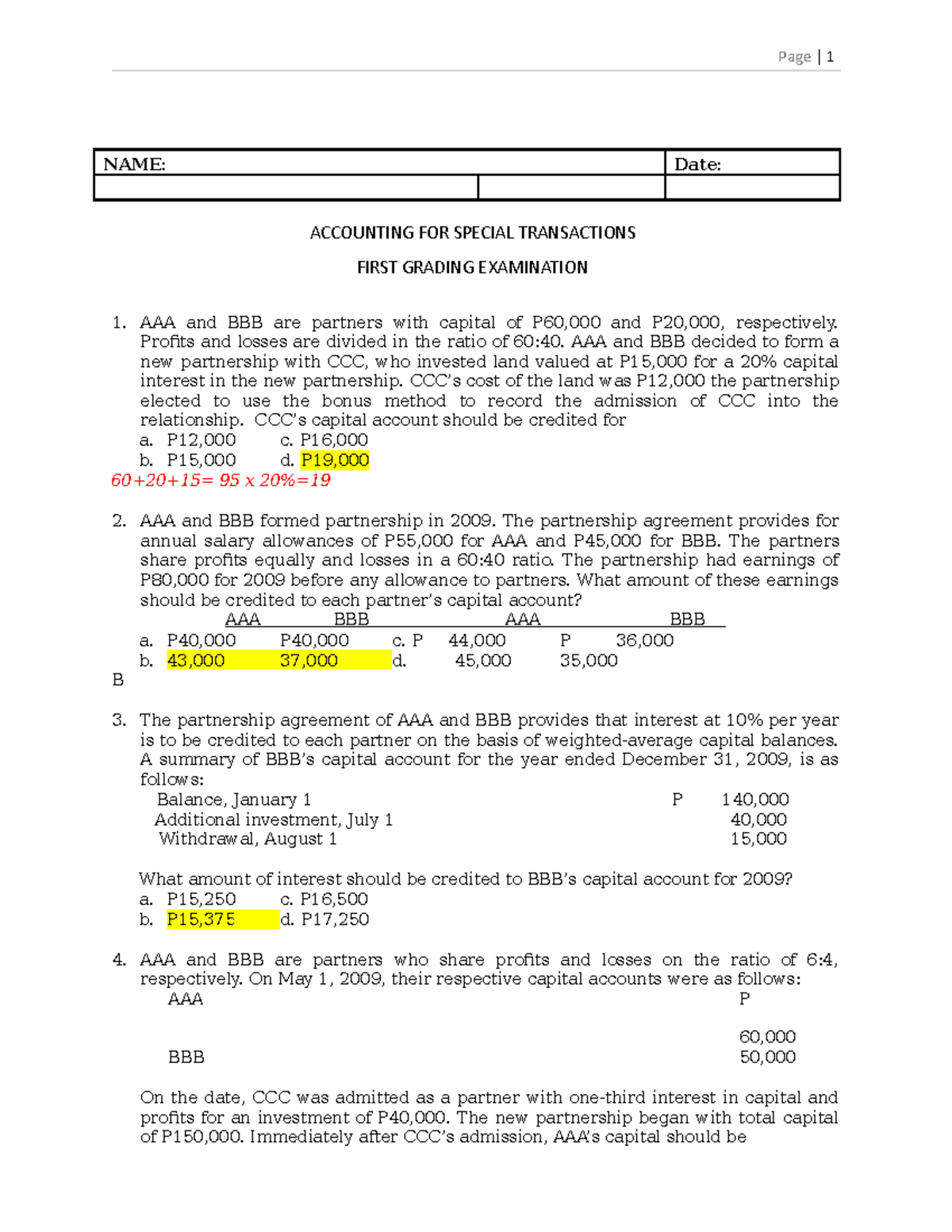 FINAL EXAM NOTES: ACCOUNTING FOR SPECIAL TRANSACTIONS (ACCT 101) - Studocu