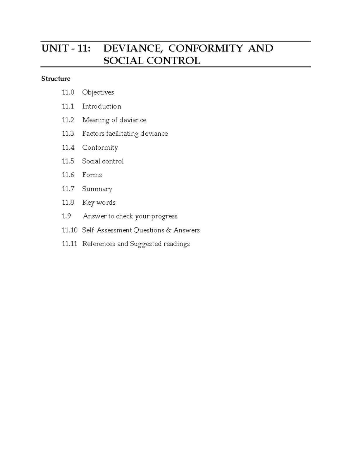 UNIT 11: Conformity & Deviance in Social Control - Studocu