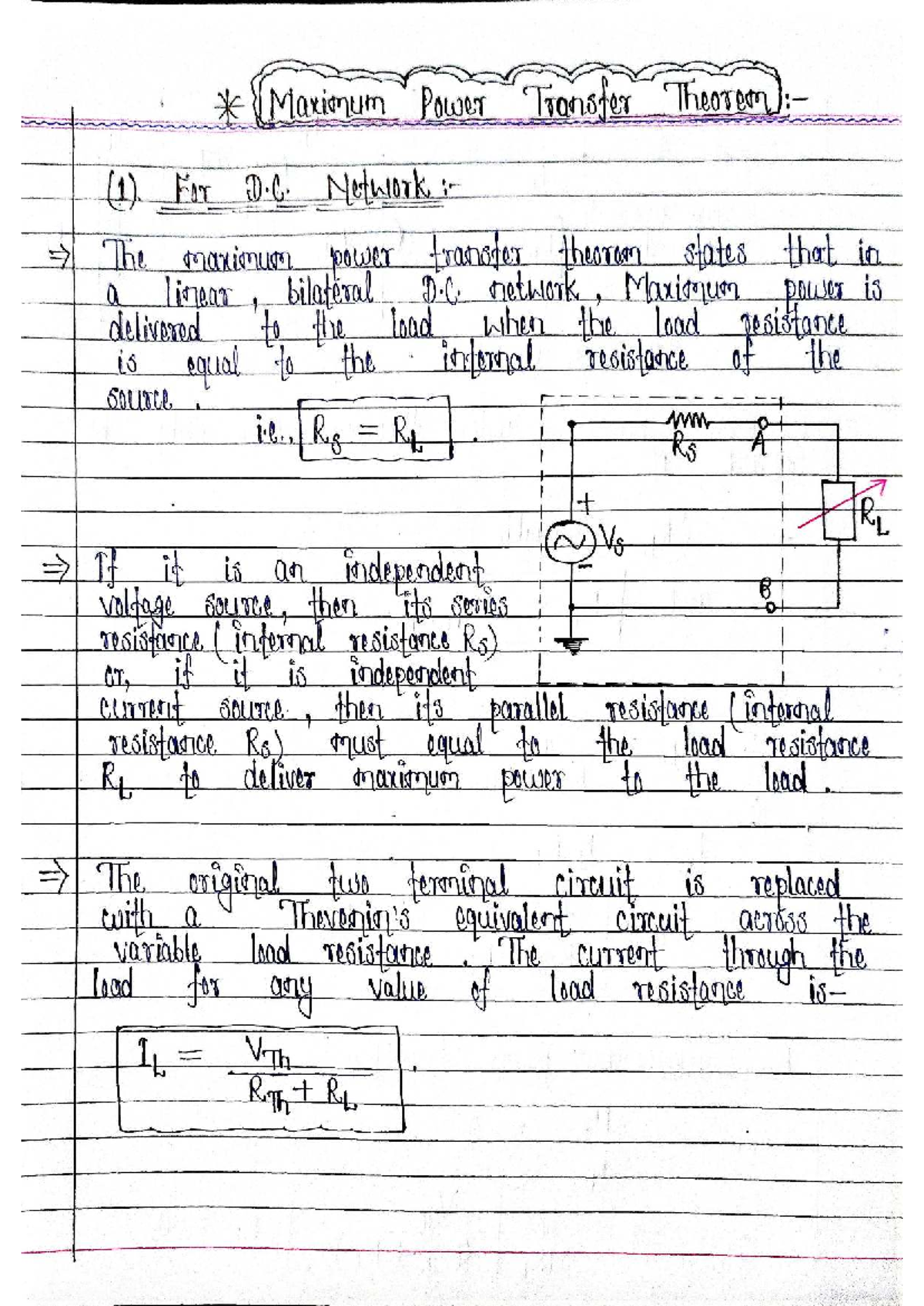 Maximum Power Transfer Theorem (D.C. & A.C. Circuit) - Studocu