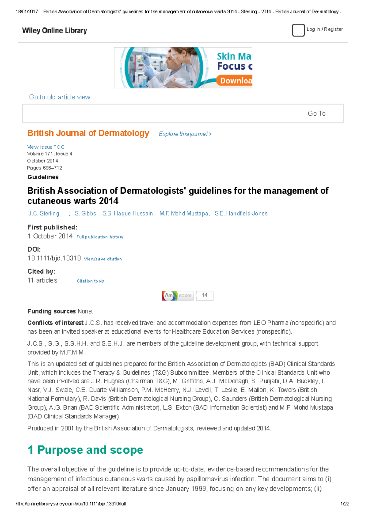 2014 BAD Guidelines for Management of Cutaneous Warts in Dermatology ...
