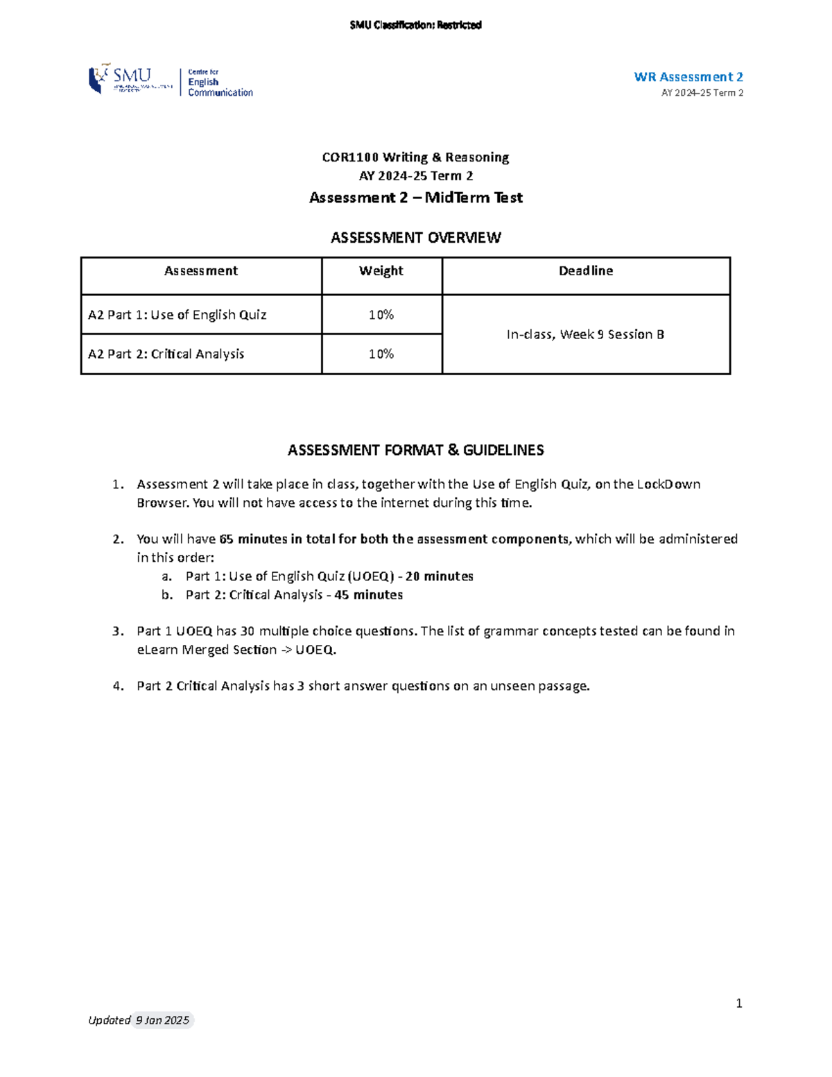 WR A2 AY24-25 Term 2 - notes - WR Assessment 2 AY 2024-25 Term 2 ...