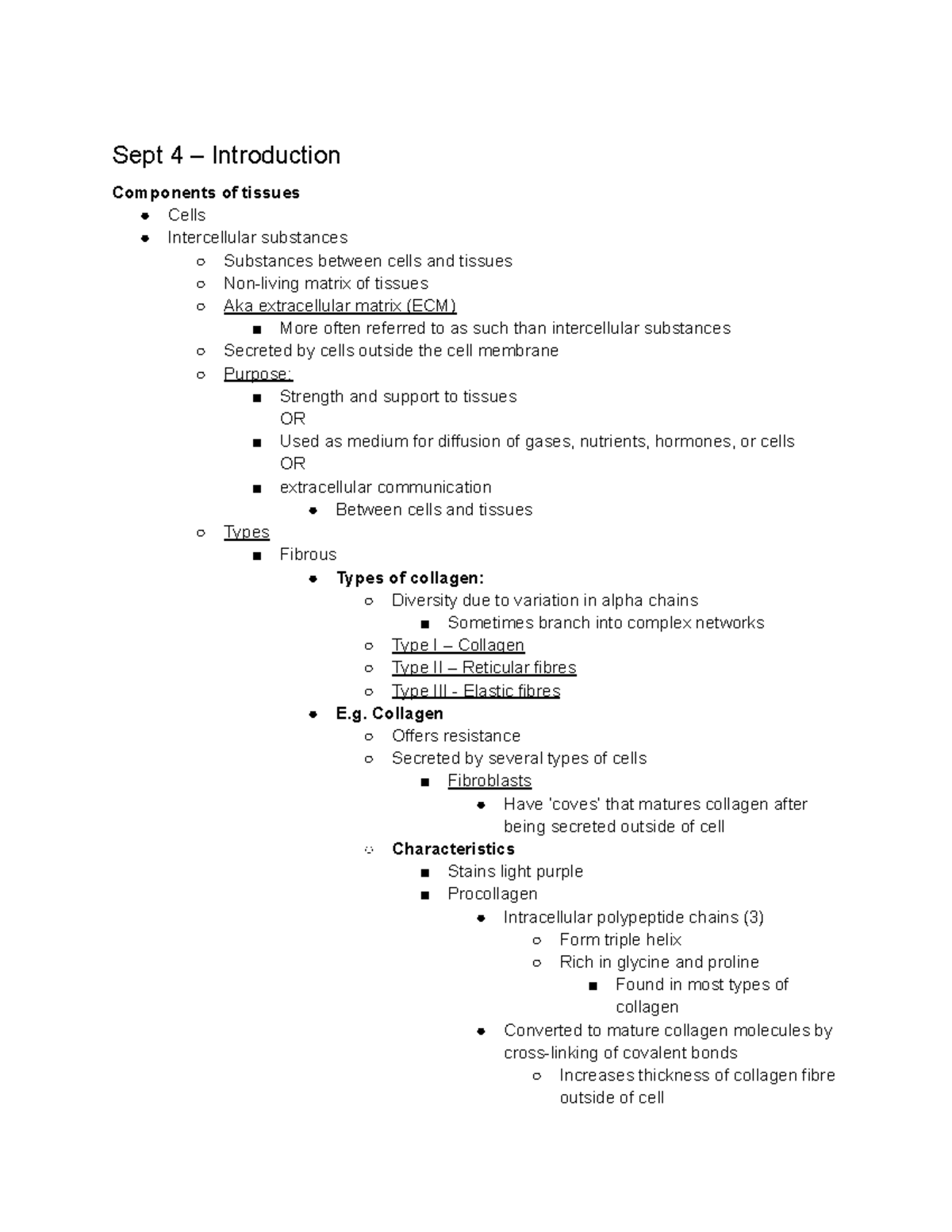 Week 0 - Thurs: Lecture Notes on Extracellular Matrix and Cells - Studocu