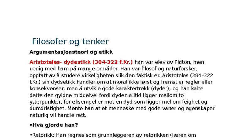 Filosofer og deres Etiske Teorier: En Oversikt (Filosofi) - Studocu