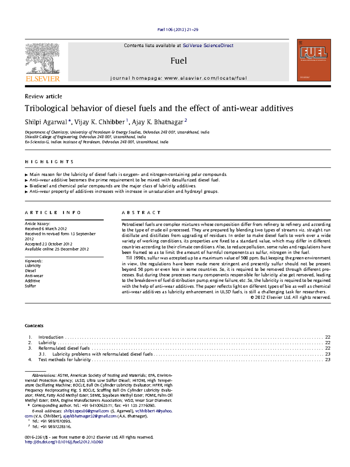 Agarwal, Chhibber, Bhatnagar - 2013 - Tribological Behavior of Diesel ...