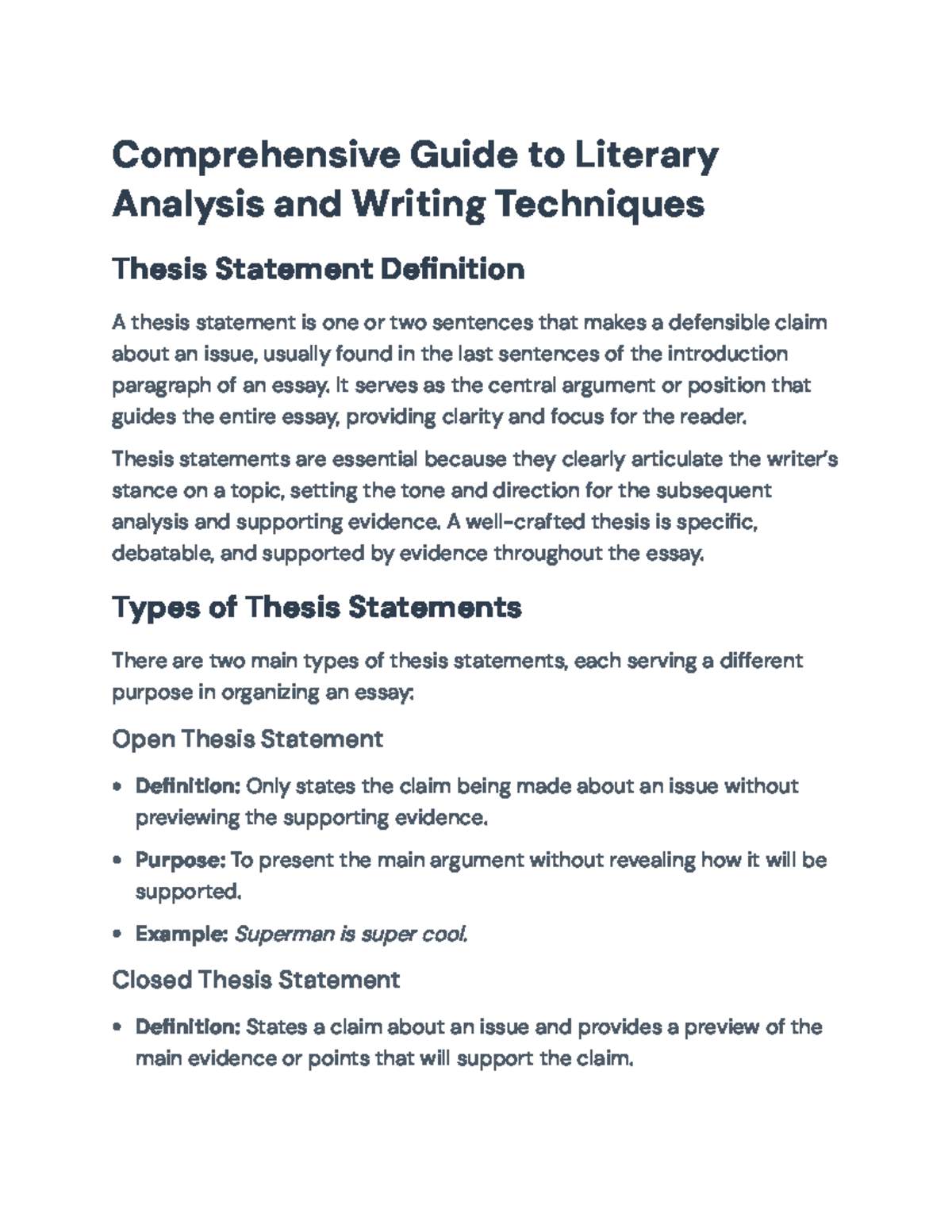 Comprehensive Guide to Literary Analysis & Writing Techniques (ENG 101 ...