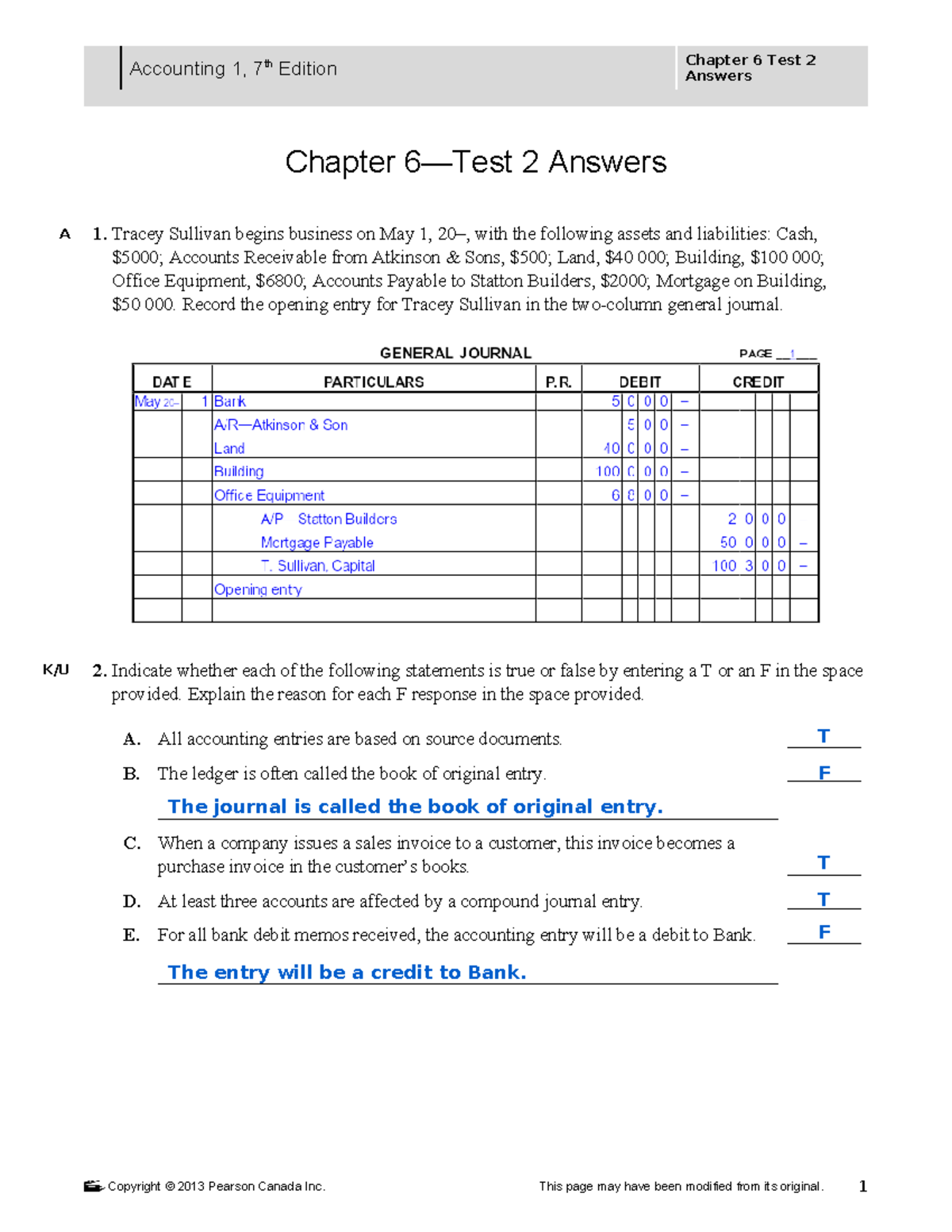 Ch. 6 - Answers for Test 2 - Accounting 1, 7th Edition - Studocu