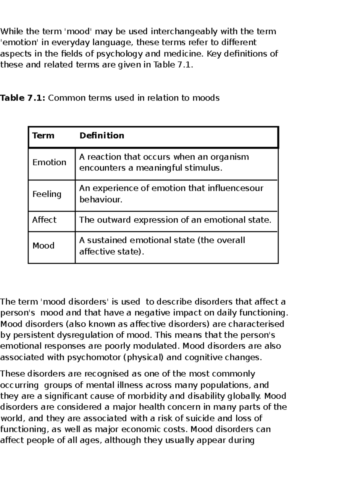 Chapter 7: Understanding Mood Disorders and Their Impact on Mental ...