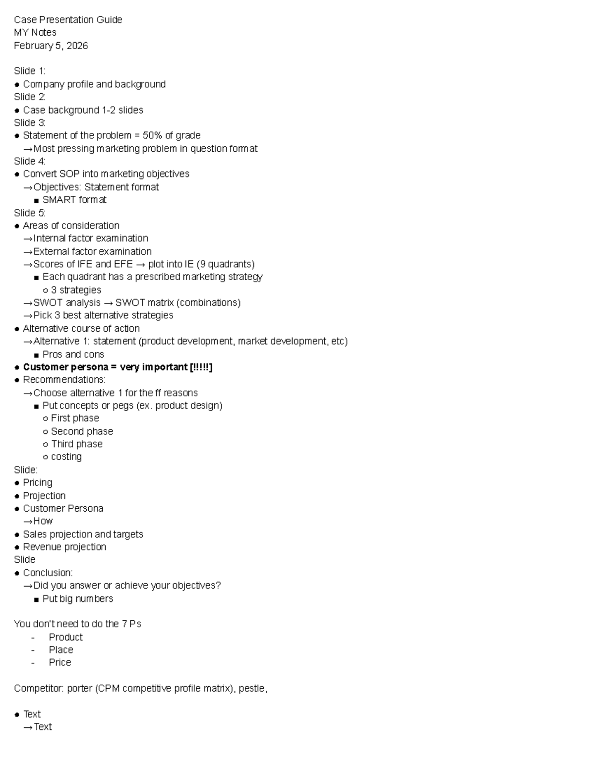 Marketing Presentation Guide: Case Study Notes for MY Course - Studocu