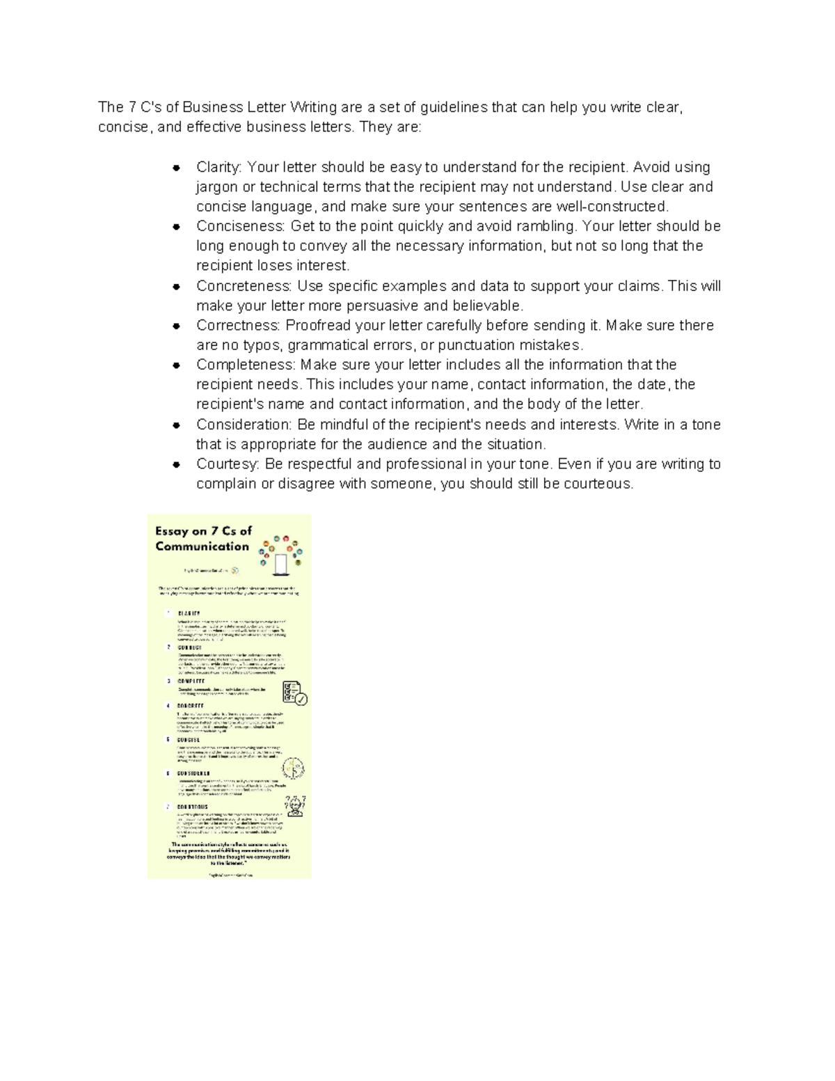 The 7 C's of Effective Business Letter Writing Guidelines - Studocu