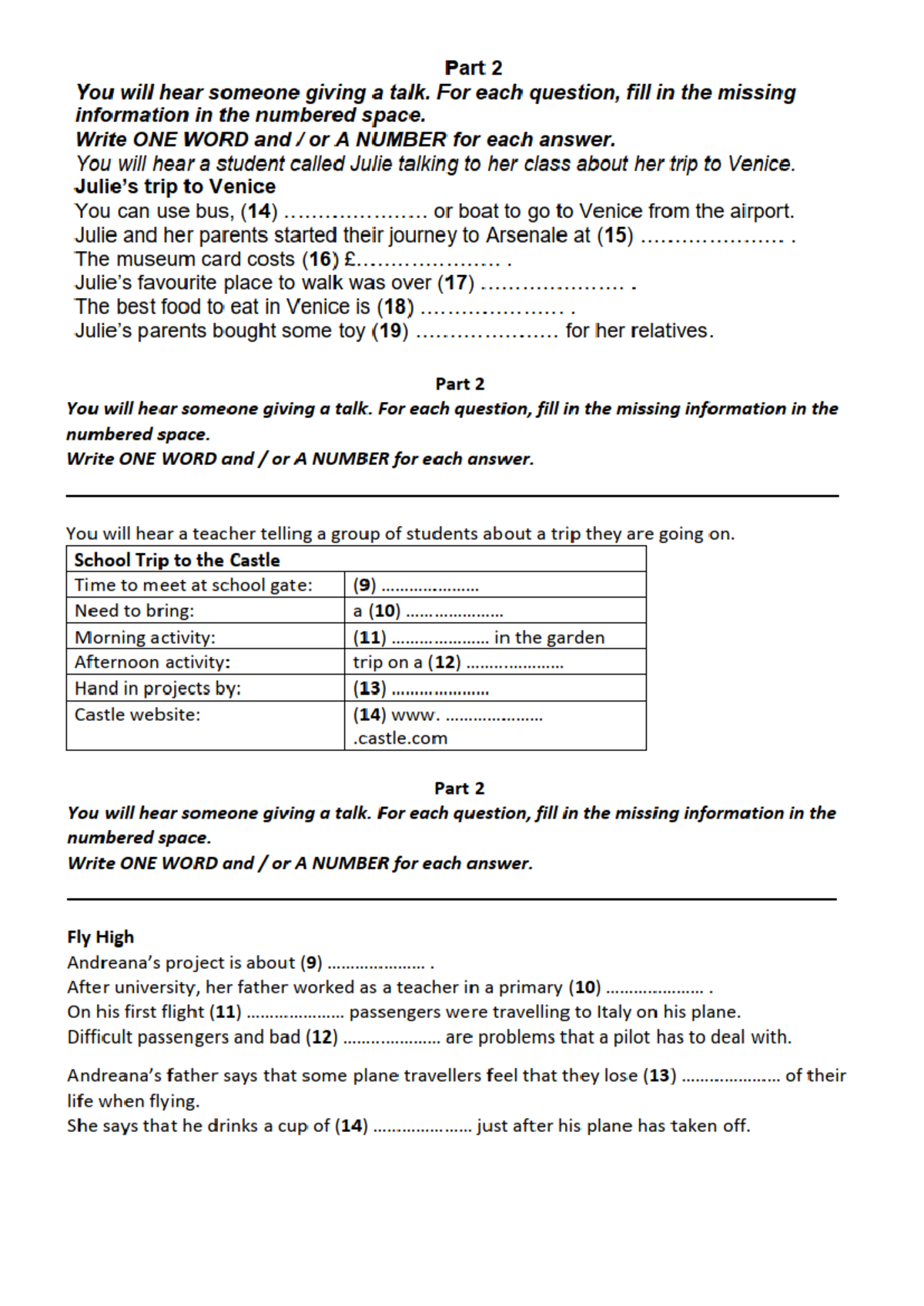 Listening Task Part 2: Fill in the Blanks Exercise - Studocu