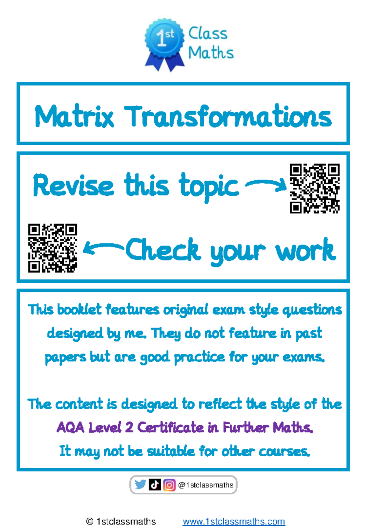 Matrix Transformations Exam Questions for AQA Level 2 Certificate - Studocu