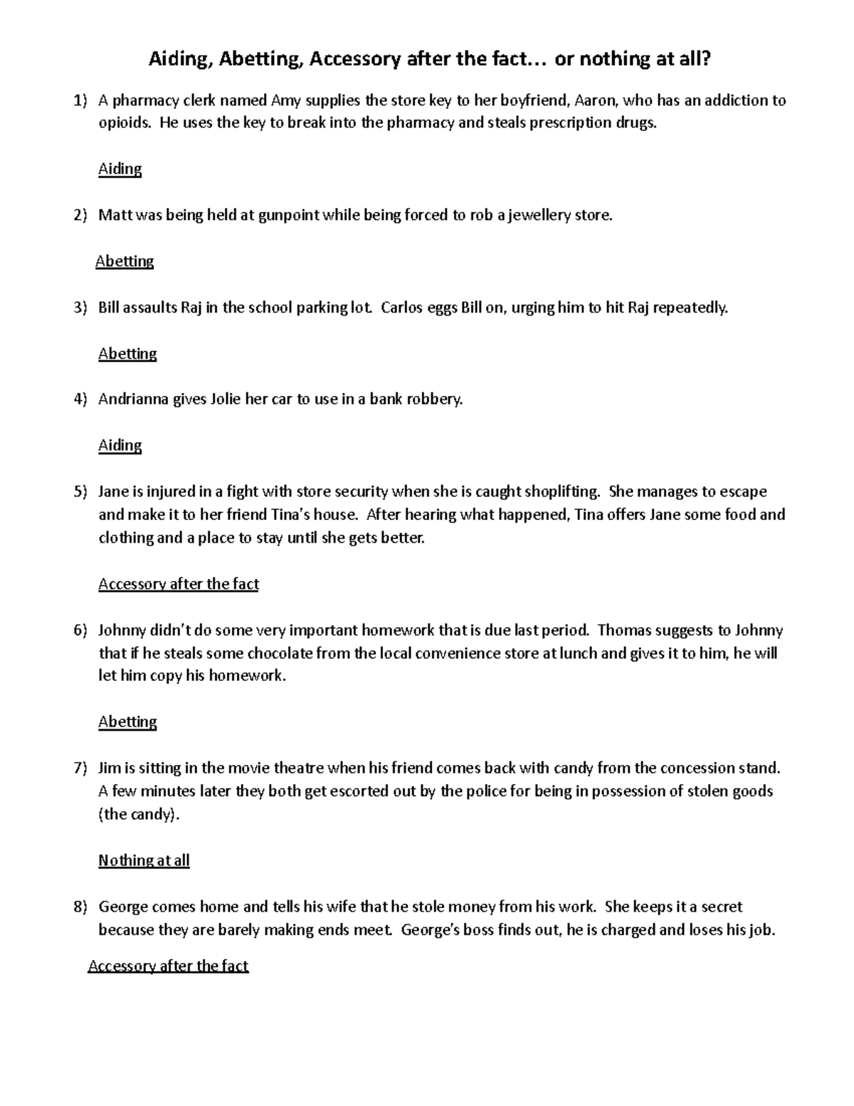 Aiding, Abetting, and Accessory: Legal Implications Explained - Studocu