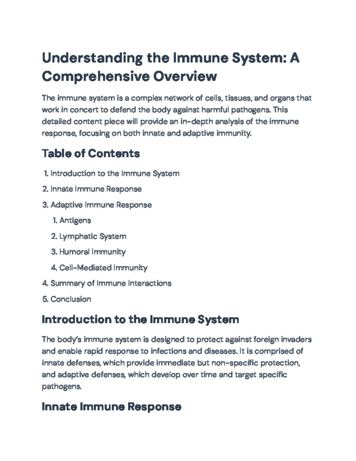 In-Depth Analysis of the Immune System (BIO101) - Studocu