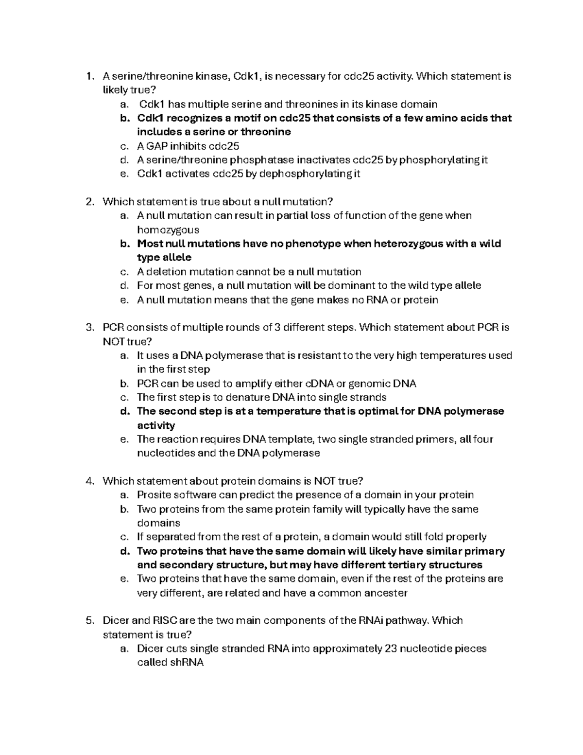 MT1 - Practice Questions & Answers for Molecular Biology Exam - Studocu
