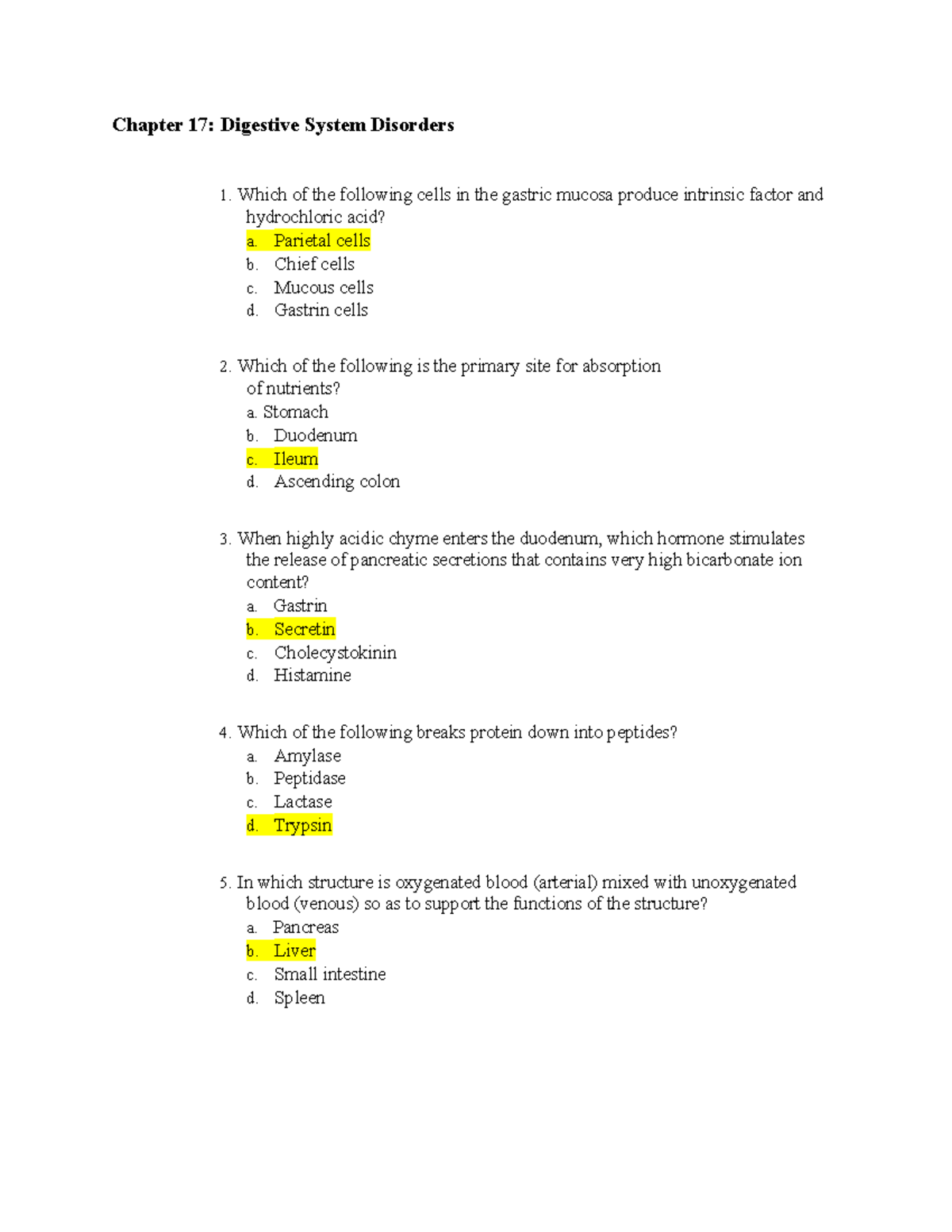 Chapter 17: Pathophysiology of Digestive System Disorders - Studocu