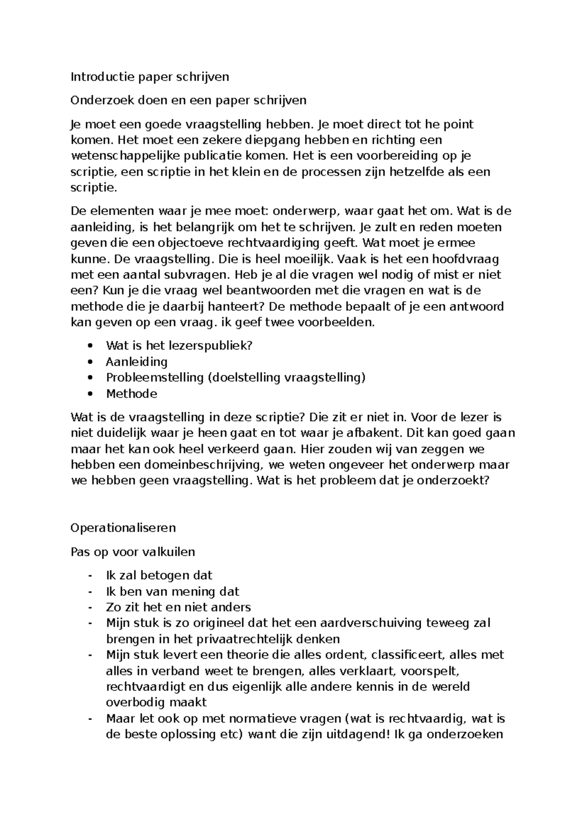 Introductie Paper Schrijven: Voorbereiding op Scriptie en Onderzoek ...