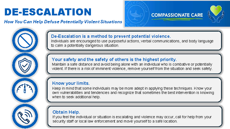 Deescalation Techniques Handout [59]: Preventing Violence Safely - Studocu