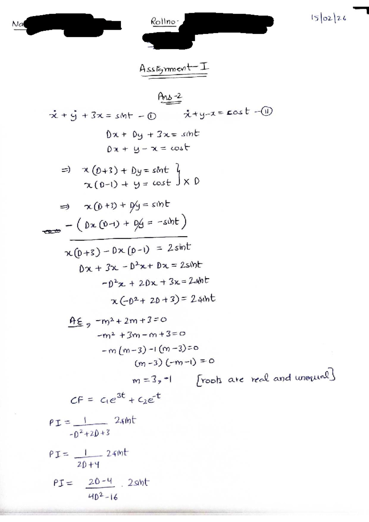 Math Assignment 1 - Math 2 Unit 1 BTech First Year Solutions - Studocu