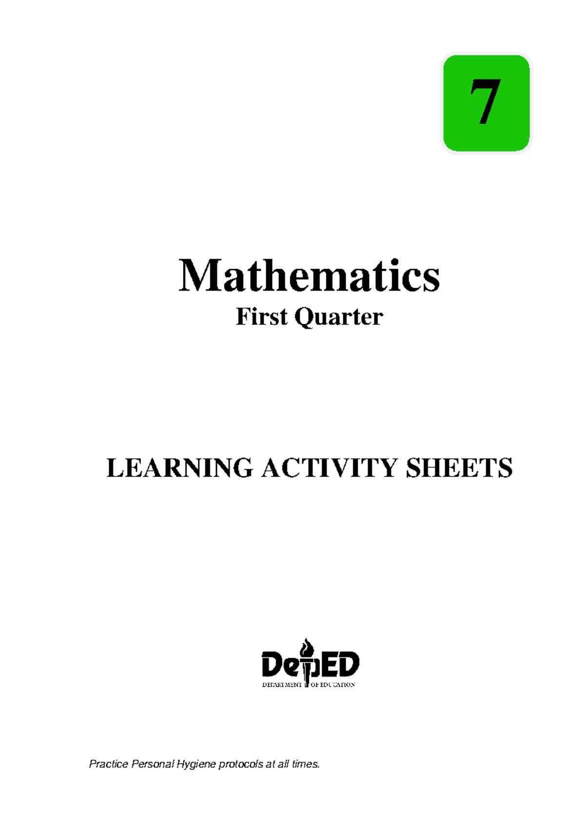 25551751 - Grade 7 Mathematics Learning Activity Sheets on Sets - Studocu