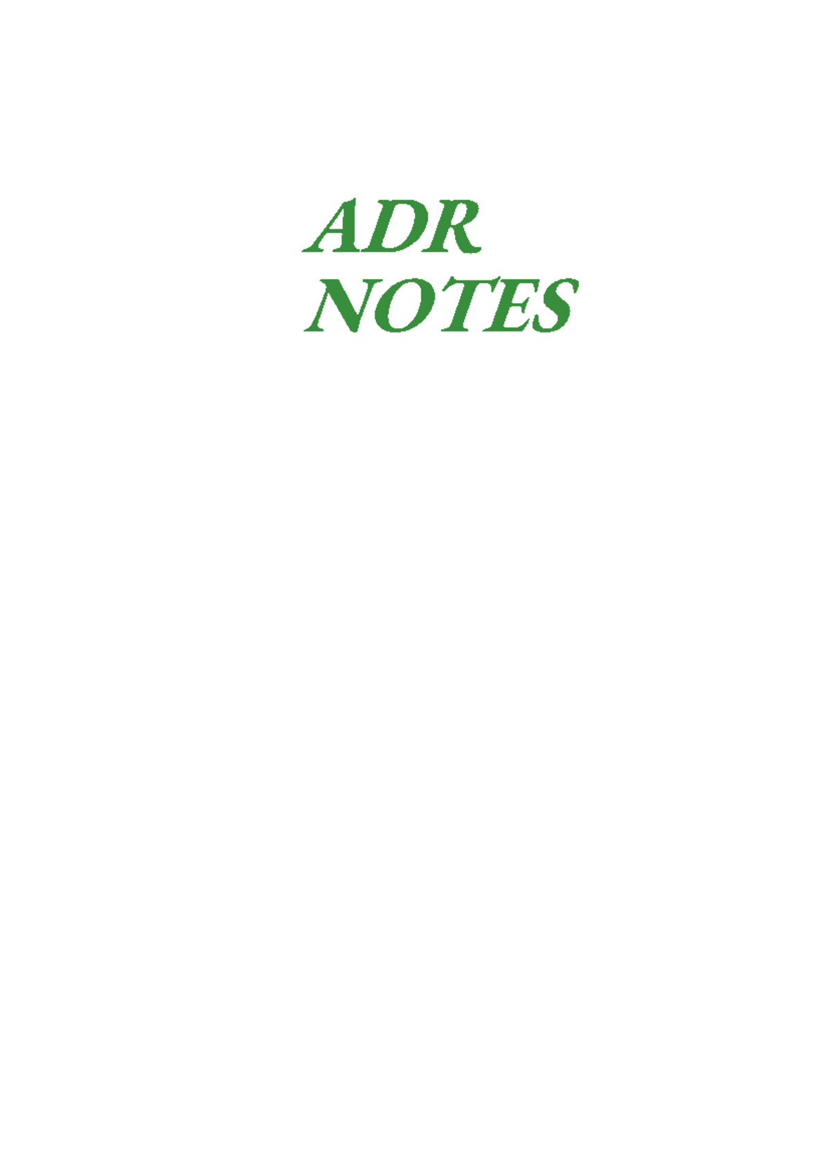 ADR NOTES 1: Conflict Management & Alternative Dispute Resolution - Studocu