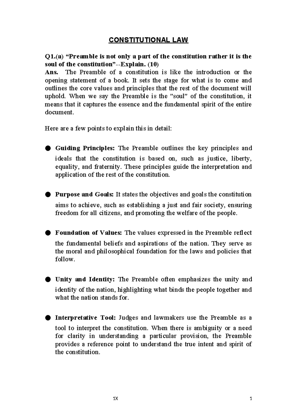 Constitutional Law - 1: Preamble, Amendments & Fundamental Rights Notes ...