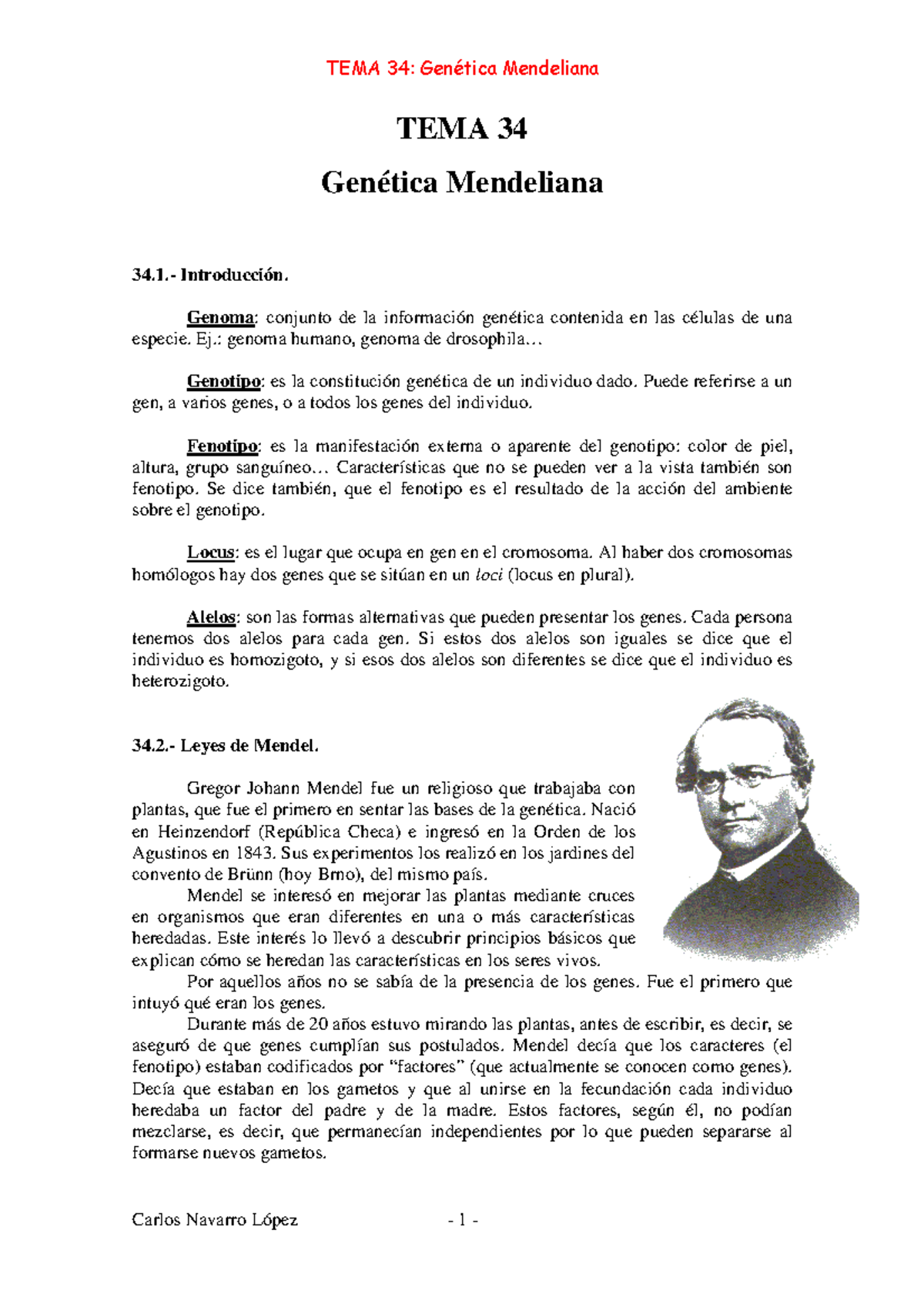 TEMA 34 - Genética Mendeliana y Leyes de Herencia - Studocu, image size:1200x1698