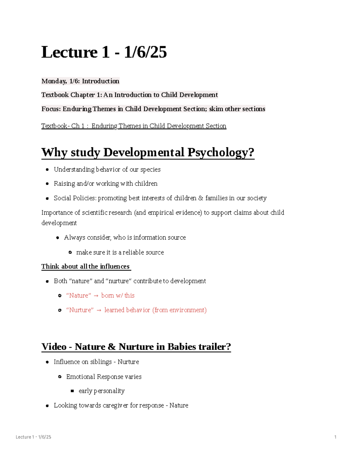 Lecture 1 Notes - Lecture 1 - 1/6/ Monday, 1/6: Introduction Textbook ...