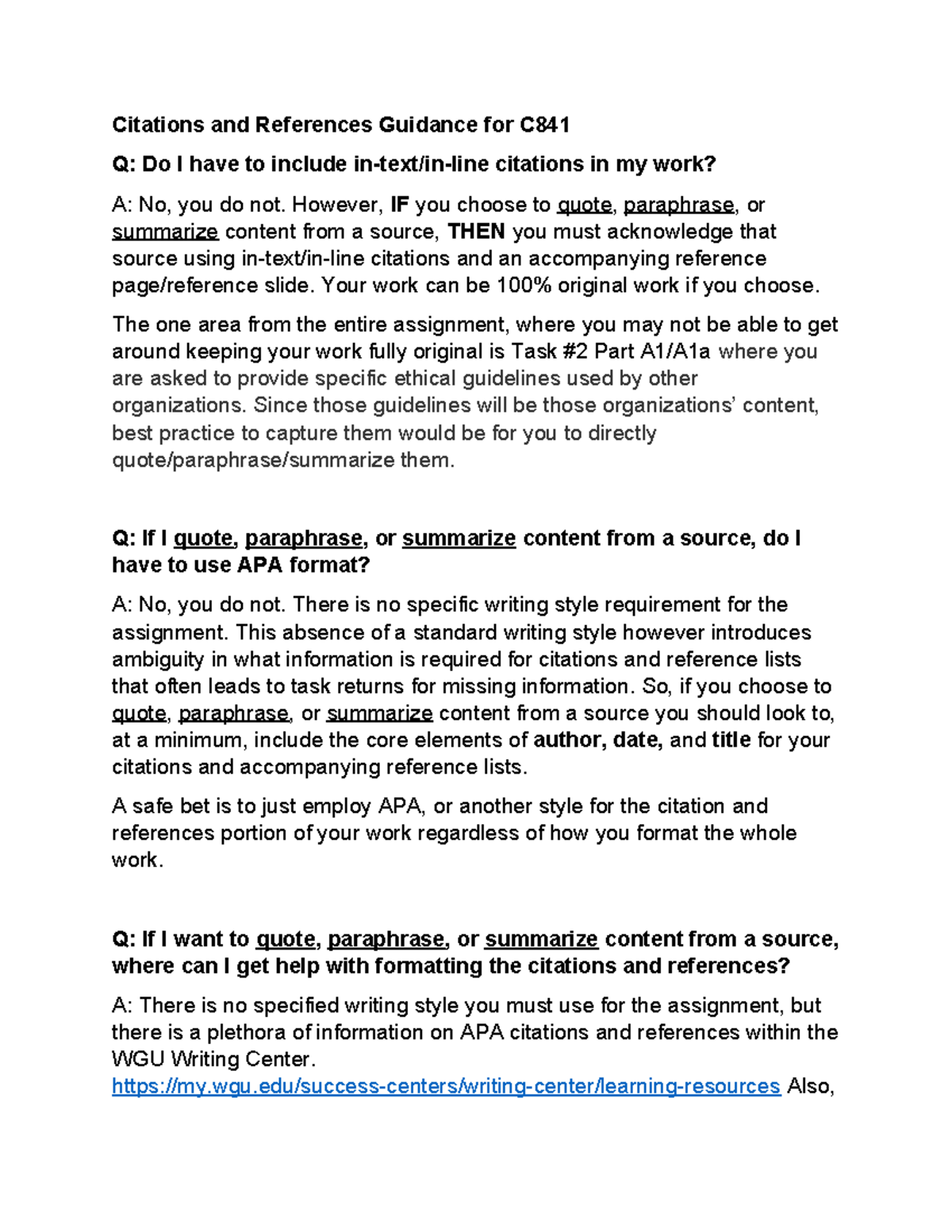 CIT-101: Citations & References Guidance - FAQs & Formatting Tips - Studocu