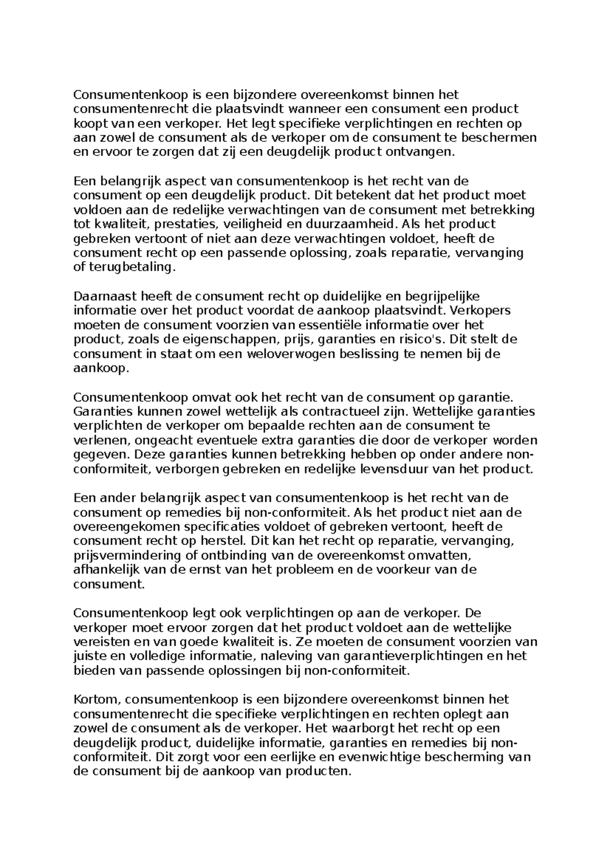 Consumentenkoop: Rechten en Plichten in het Consumentenrecht - Studeersnel