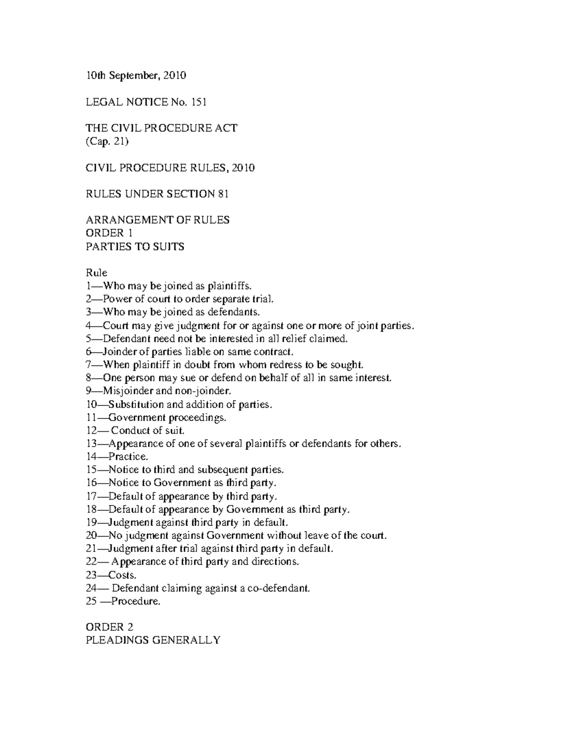 151 - Civil Procedure Rules: Comprehensive Overview 2010 - Studocu
