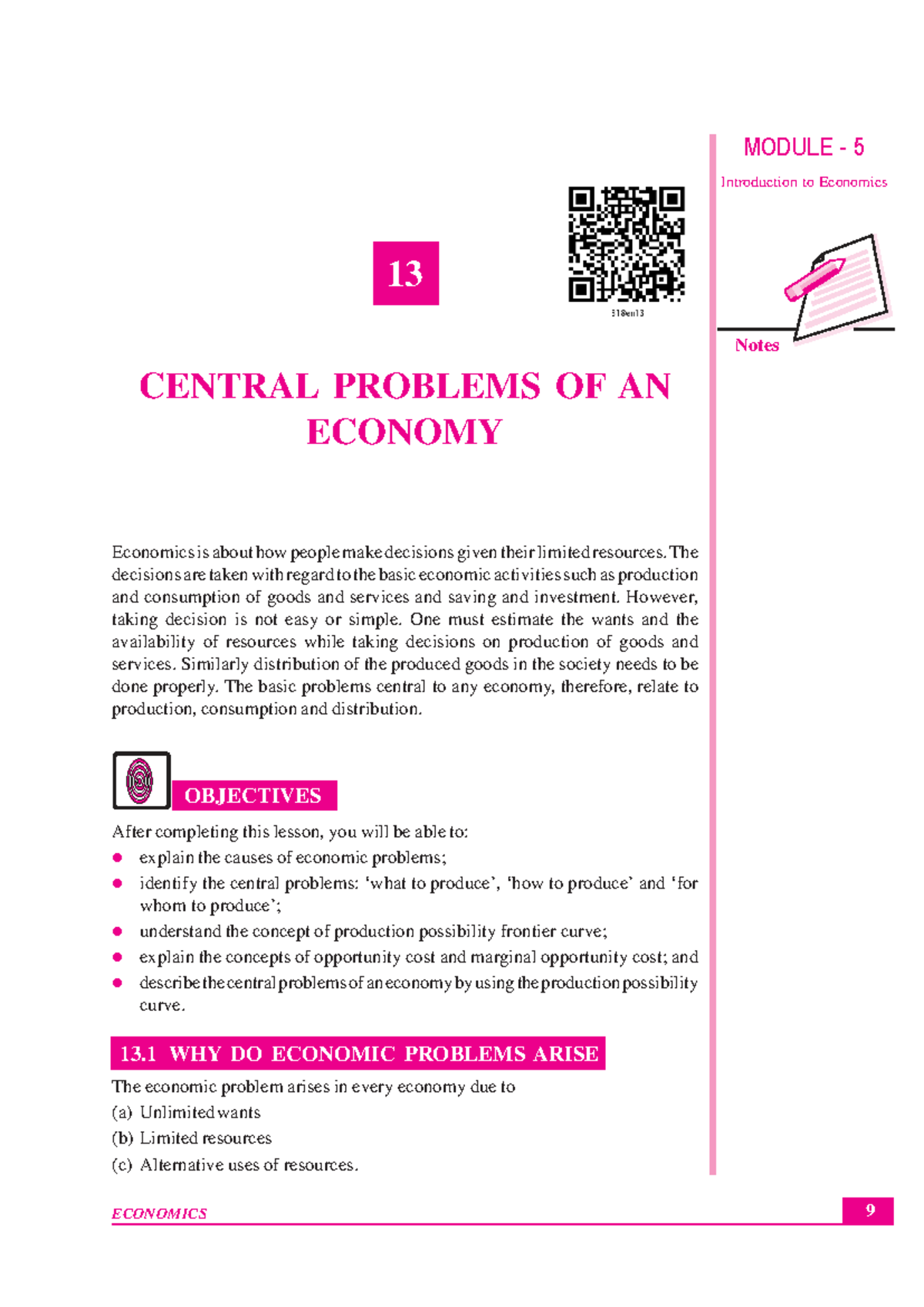 MODULE 5: Central Problems of an Economy - Economics 318 Lesson Notes ...