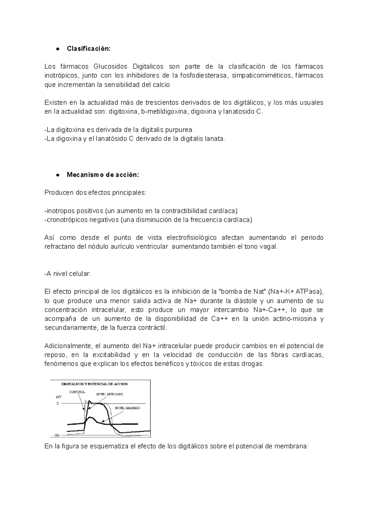 Clasificación y Mecanismo de Acción de Glucosidos Digitalicos ...