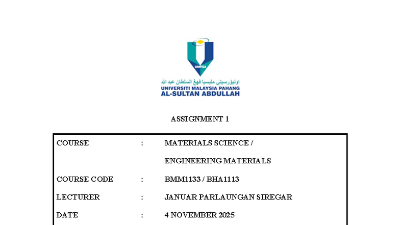 Assignment 1: Materials Science Engineering (BMM1133) - Wide Band Gap ...