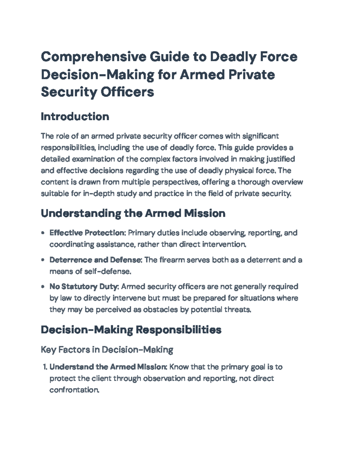 Comprehensive Guide to Justified Use of Deadly Force in Private ...