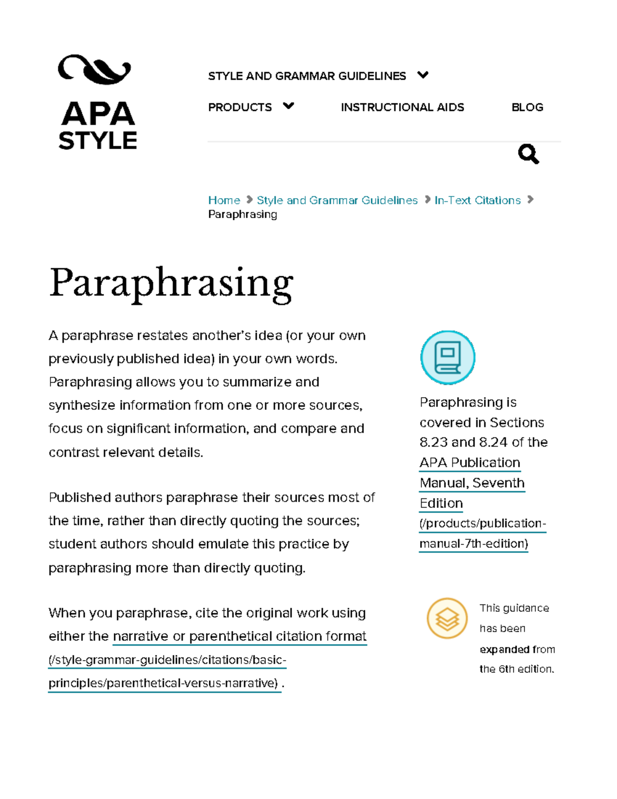 Paraphrasing Guidelines for Effective Writing in APA Style - Studocu