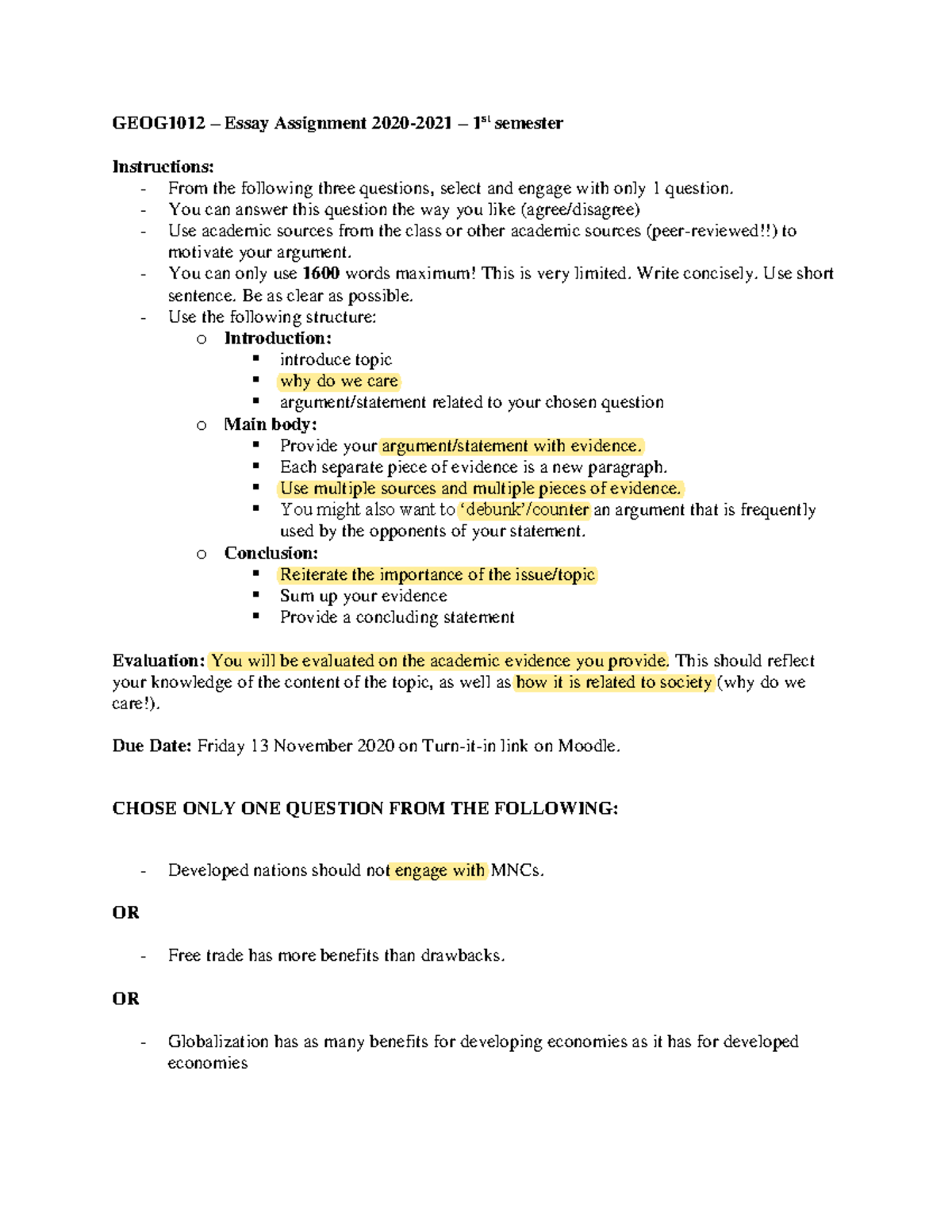 Geog1012 essay assignment s1 2020 - GEOG1012 – Essay Assignment 2020 ...
