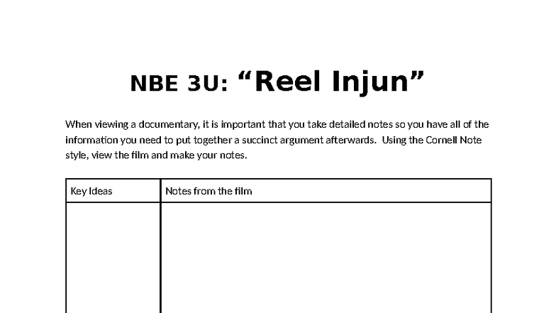 NBE 3U: Cornell Notes on 