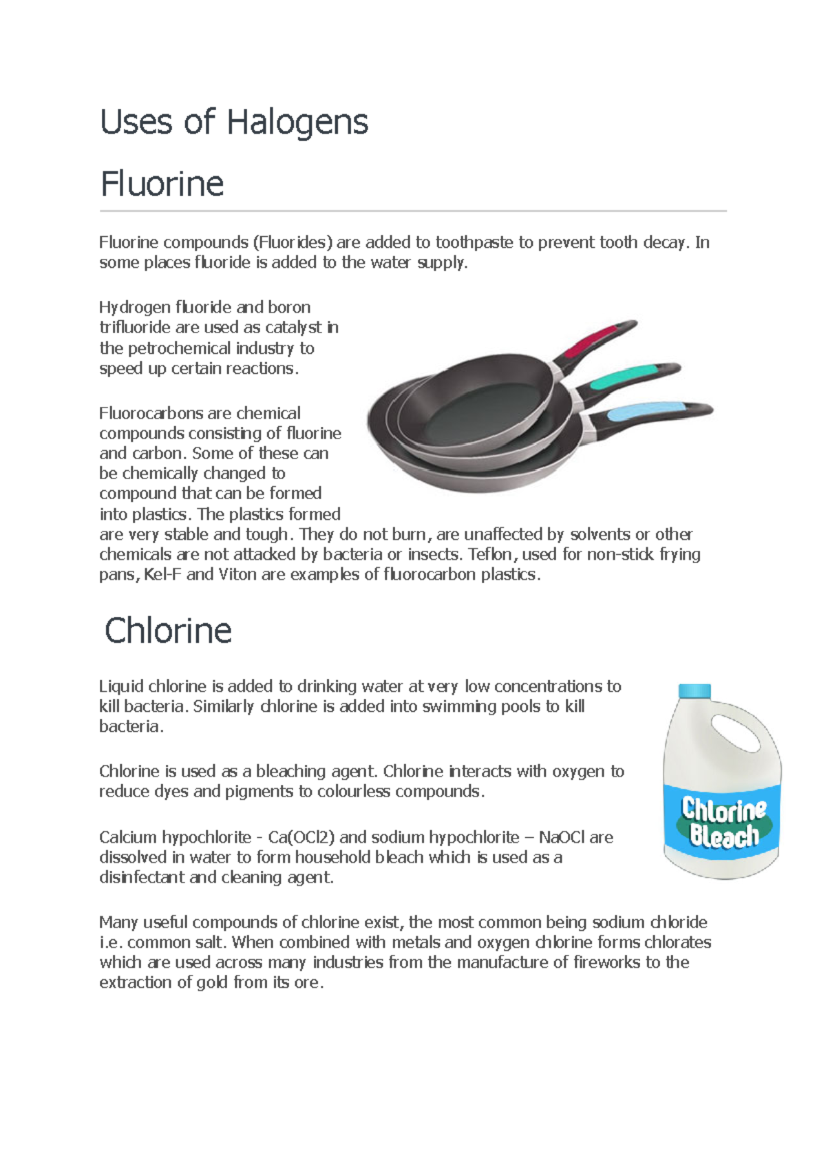 Uses of Halogens: Applications and Safety Precautions - A+ - Studocu
