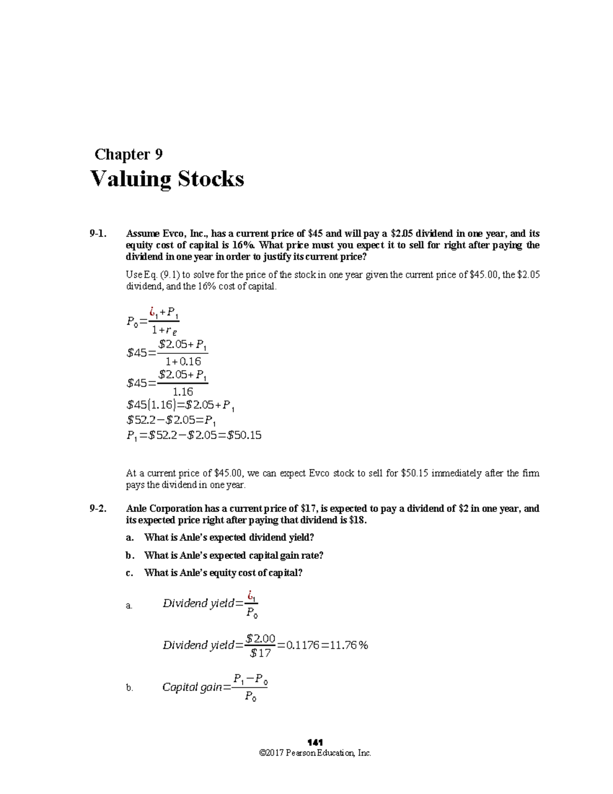 BD5 SM09 - Stock Valuation Exercises and Solutions from Chapter 9 ...