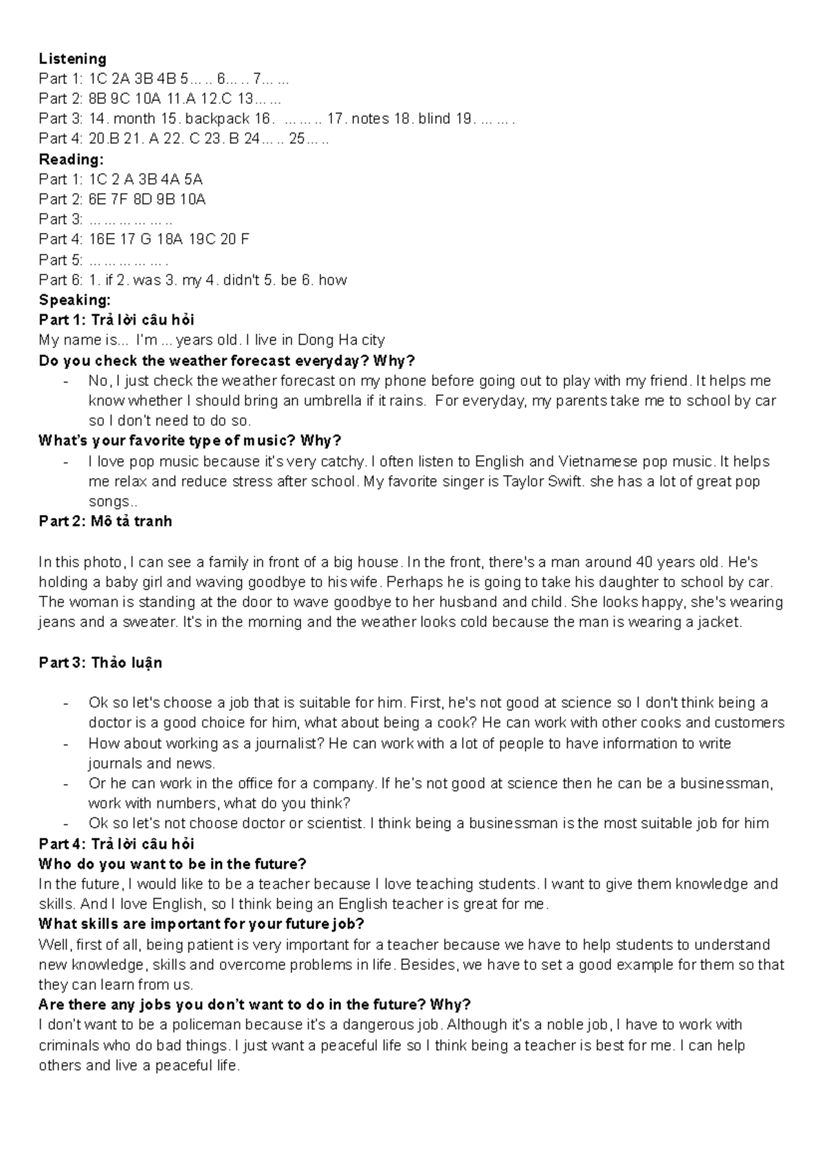 B1 Listening & Speaking Practice: 8A Exam Preparation Notes - Studocu