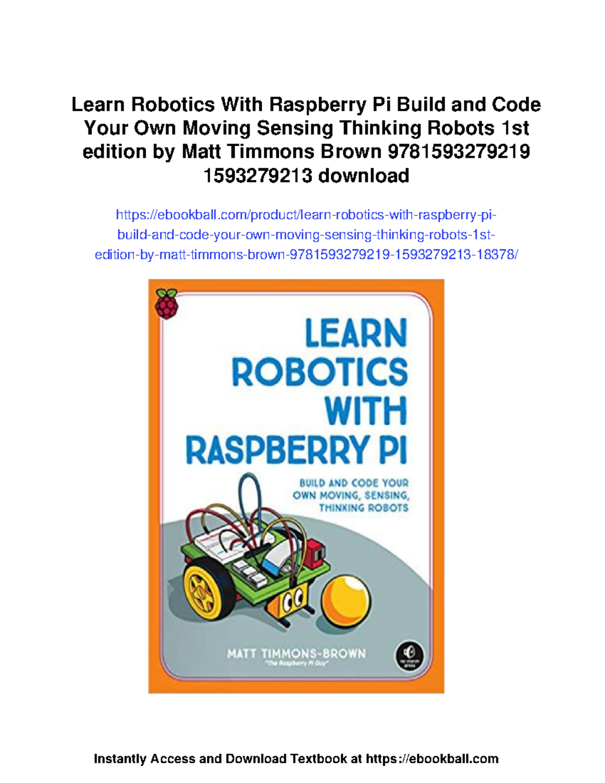 Learn Robotics with Raspberry Pi: Build & Code Your Own Robots - Studocu