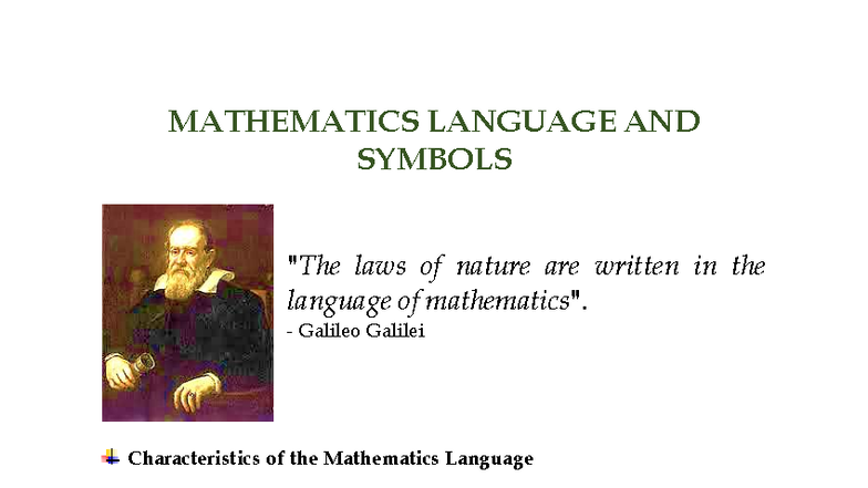 MAT 101: Understanding Mathematics Language and Symbols - Studocu