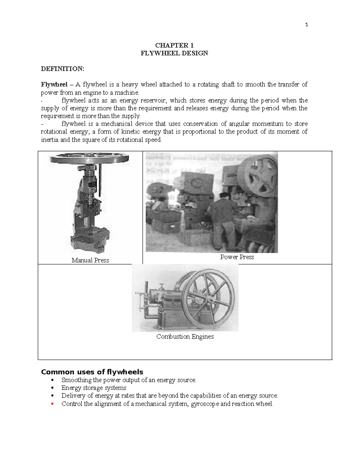 MD2 Chapter 1: Lecture Notes on Flywheel Design and Applications - Studocu
