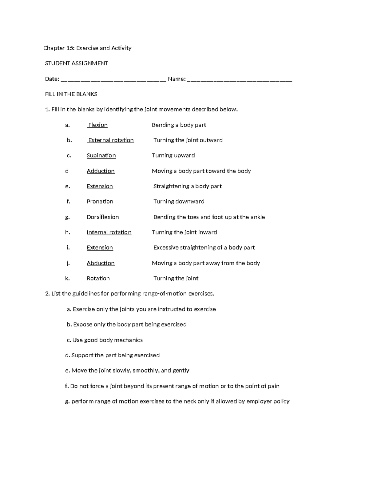 Chapter 15 Assignment - Joint Movements & Range-of-Motion Guidelines ...